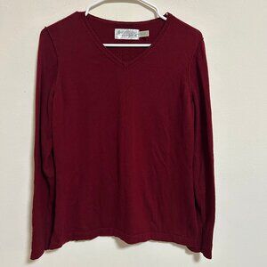 Aventura Maroon/Burgundy Red Wool/Cotton V Neck Sweater Sz M EUC
